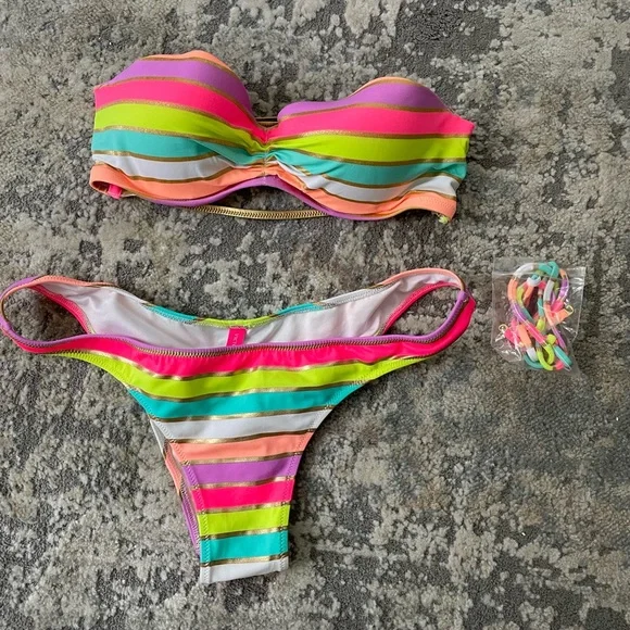 Victoria’s Secret Neon Striped bikini - Picture 1 of 8